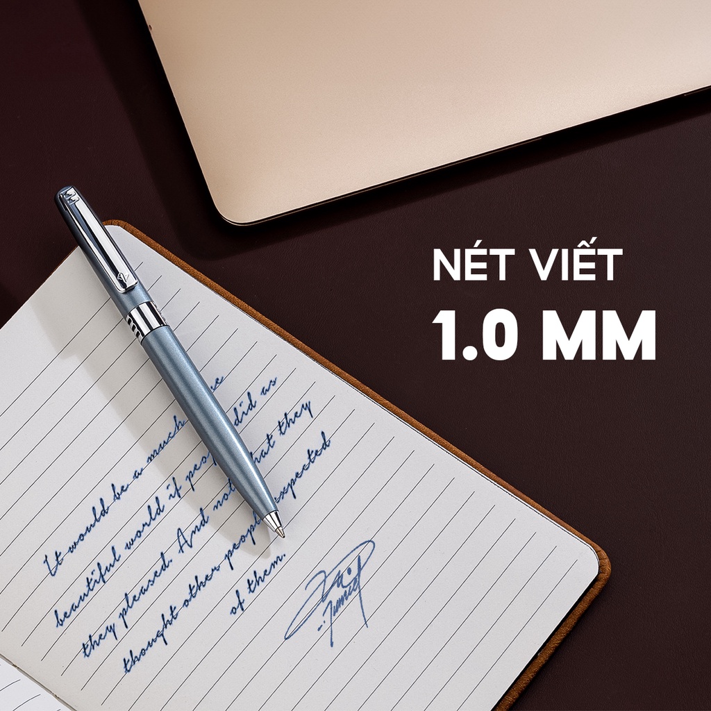 Bút bi cao cấp Thiên Long thân kim loại chrome, cơ chế vặn xoay thích hợp làm quà tặng Biz-07
