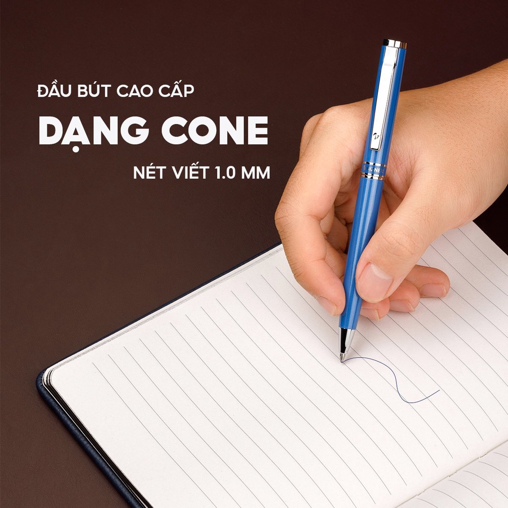 Bút bi cao cấp Thiên Long thân kim loại, thiết kế hiện đại, thích hợp ký và ghi chép hàng ngày Biz-12