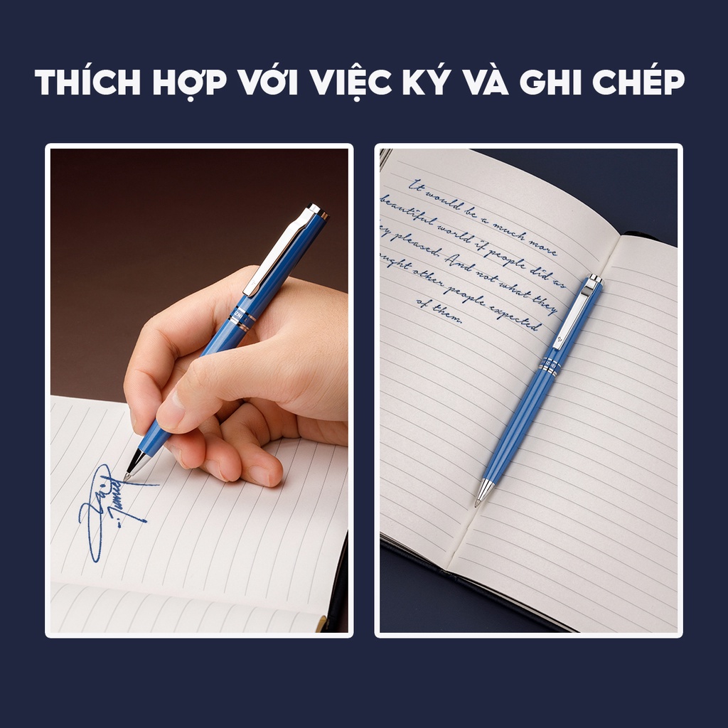 Bút bi cao cấp Thiên Long thân kim loại, thiết kế hiện đại, thích hợp ký và ghi chép hàng ngày Biz-12