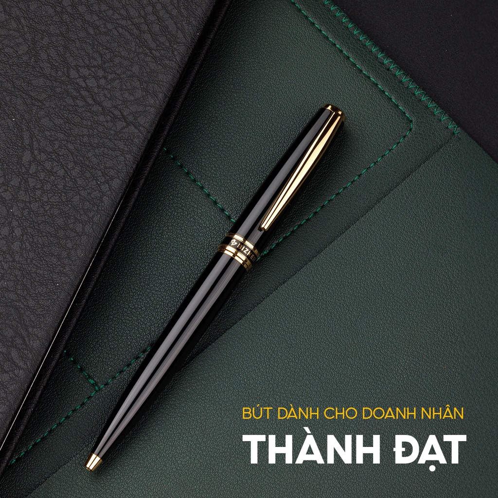 Bút bi, bút ký cao cấp Thiên Long mạ vàng 18K sang trọng, thân bút kim loại, hộp bút được thiết kế tinh tế Biz-04