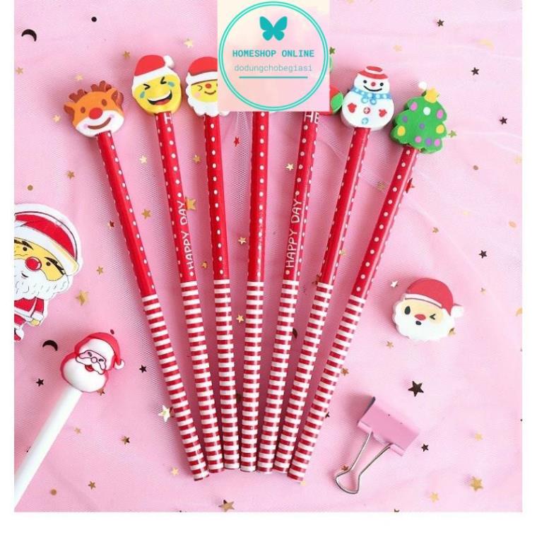 Bút Giáng Sinh Noel mực gel viết trơn đẹp đầu thú hình cây thông tuần lộc người tuyết 3K/cái Set 20 cái Tặng Kèm Túi ZIP