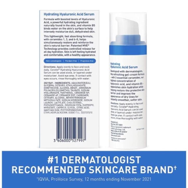 Dưỡng ẩm CeraVe Hydrating Hyaluronic Acid Serum 30ml