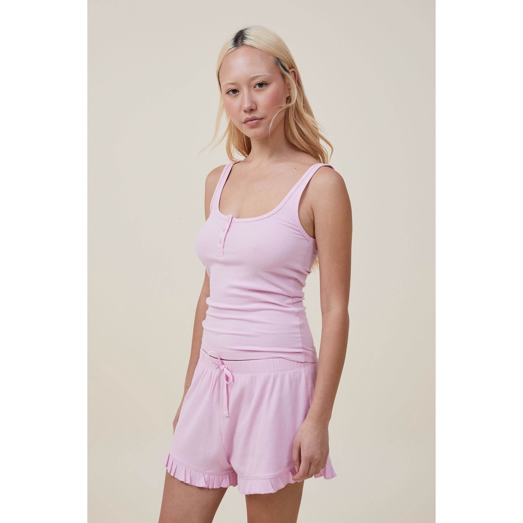 COTTON ON - Áo Thun Cộc Tay Nữ - Rib Button Scoop Neck Tank 6335773-03