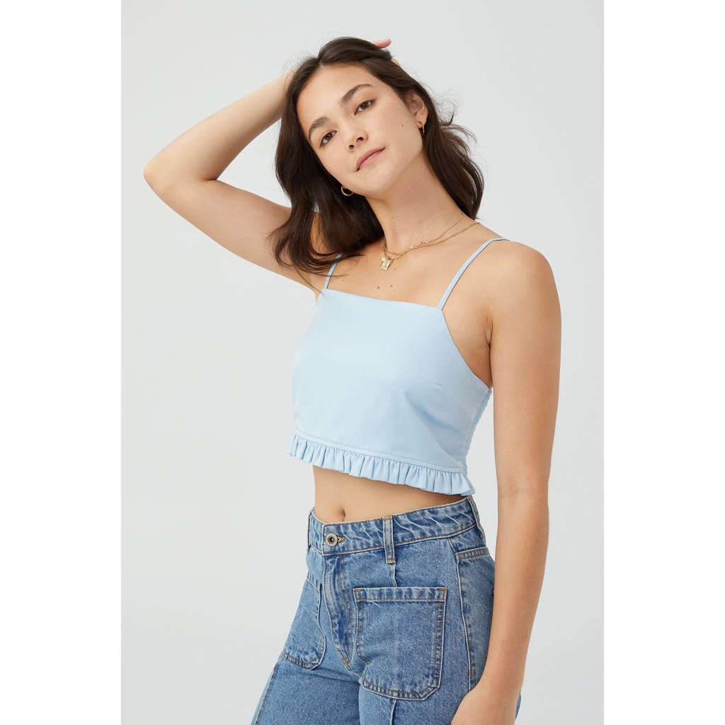 COTTON ON - Áo Thun Hai Dây Nữ - Petite Santorini Satin Shirred 2054373-04