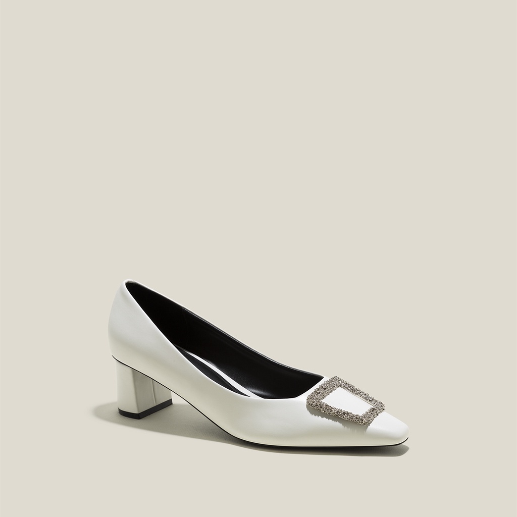 Vascara Giày Bít Mũi Gót Trụ Nhấn Khóa Trang Trí - BMN 0609