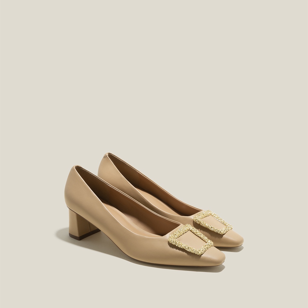 Vascara Giày Bít Mũi Gót Trụ Nhấn Khóa Trang Trí - BMN 0609