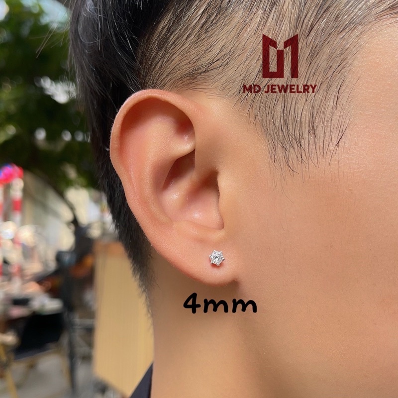 Khuyên tai chuẩn Bạc Xi Kim + Đá Moissanite siêu Sang Chảnh