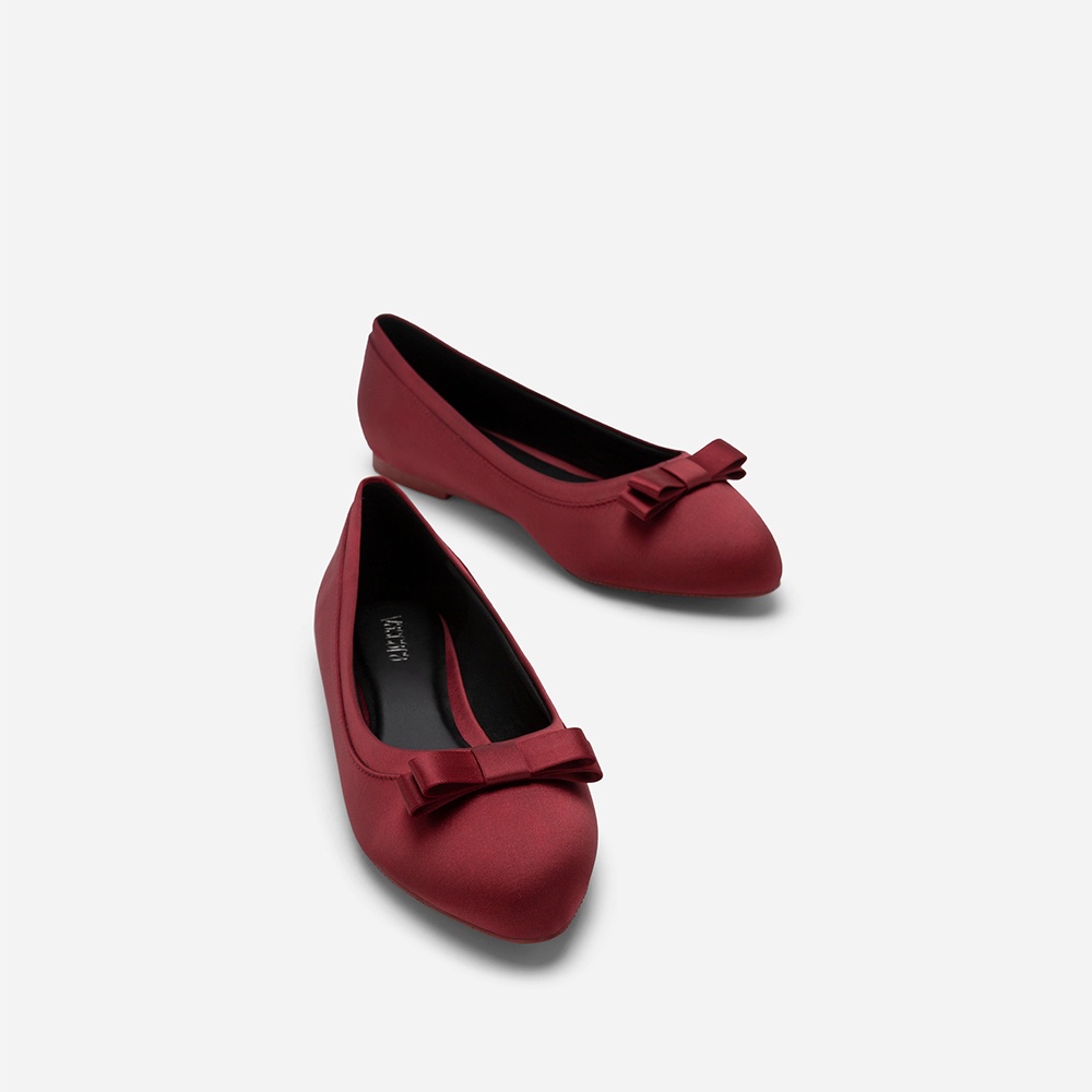 Vascara Giày Búp Bê Satin Nhấn Nơ Trang Trí - GBB 0428