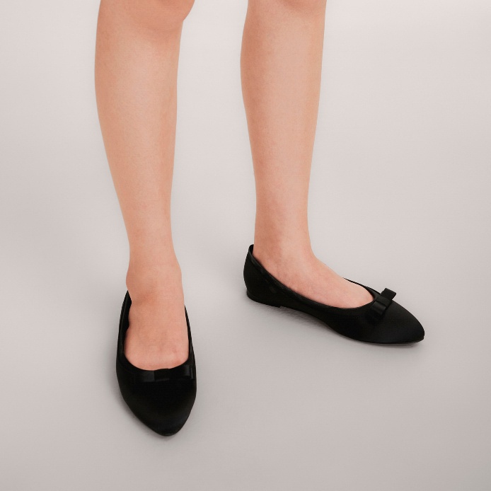 Vascara Giày Búp Bê Satin Nhấn Nơ Trang Trí - GBB 0428