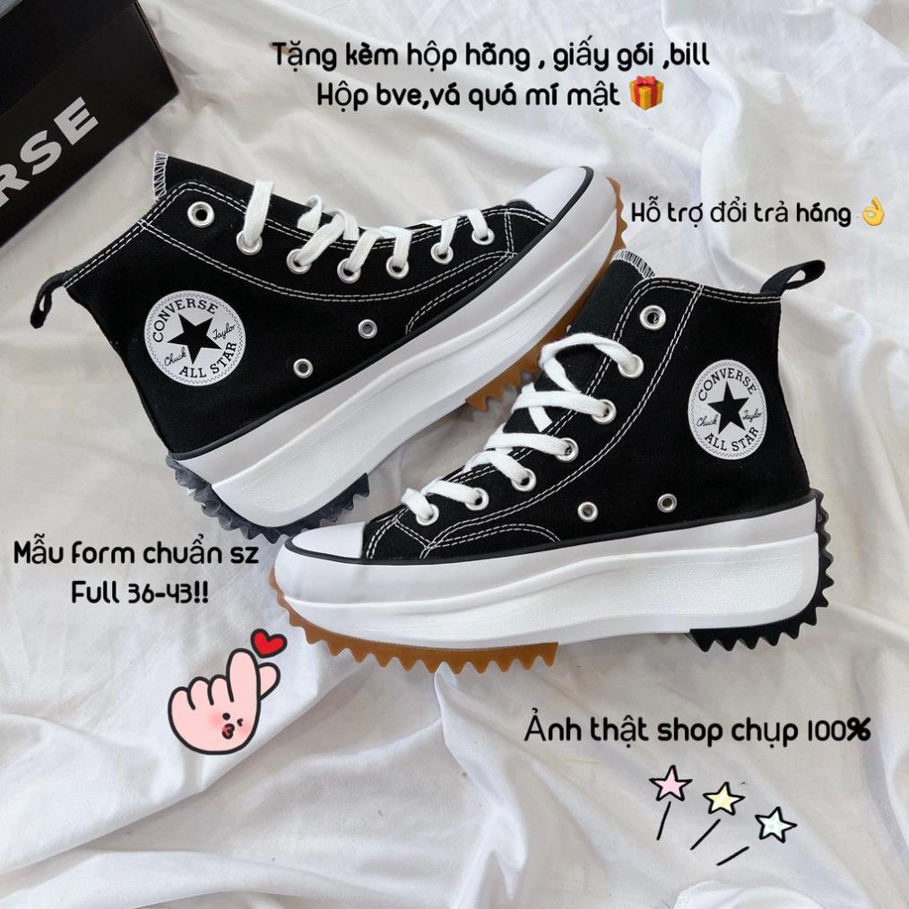 Giày Thể Thao Nam Nữ Ngô Thắng CV Đế Cao Răng Cưa Đen Run Star