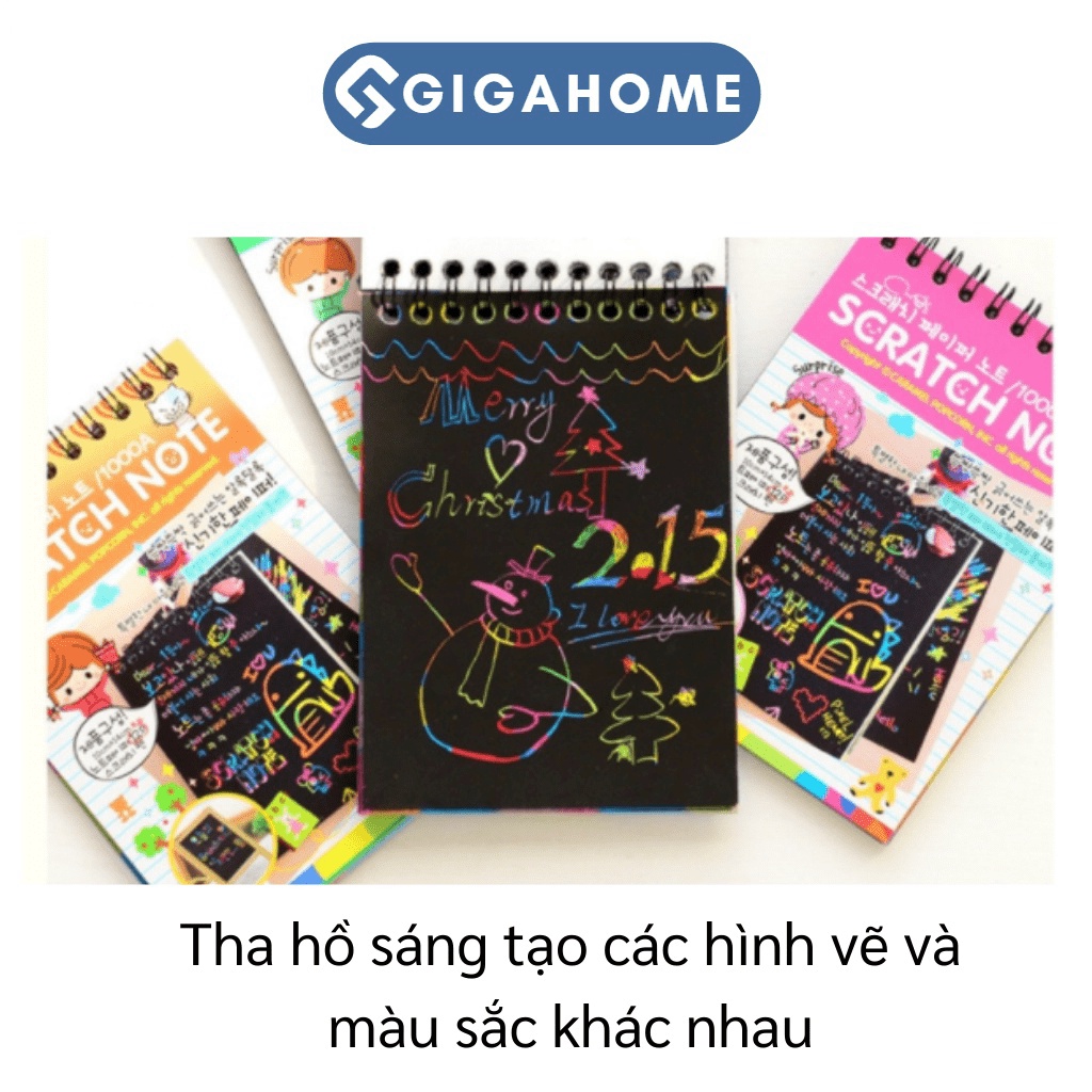 Sổ Tay Ma Thuật GIGAHOME Cạo Vẽ Cầu Vồng Nhiều Màu Cho Bé Ghi Chú, Sáng Tạo 6906