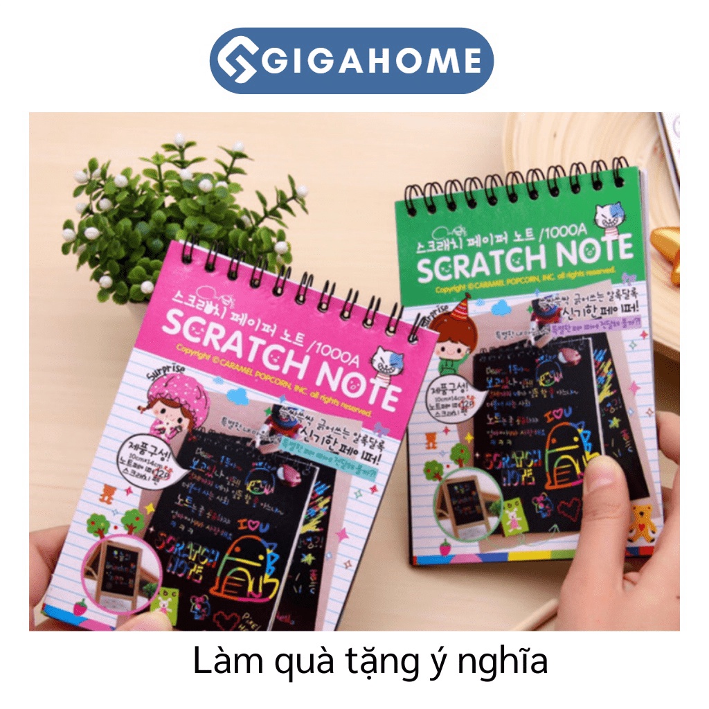 Sổ Tay Ma Thuật GIGAHOME Cạo Vẽ Cầu Vồng Nhiều Màu Cho Bé Ghi Chú, Sáng Tạo 6906