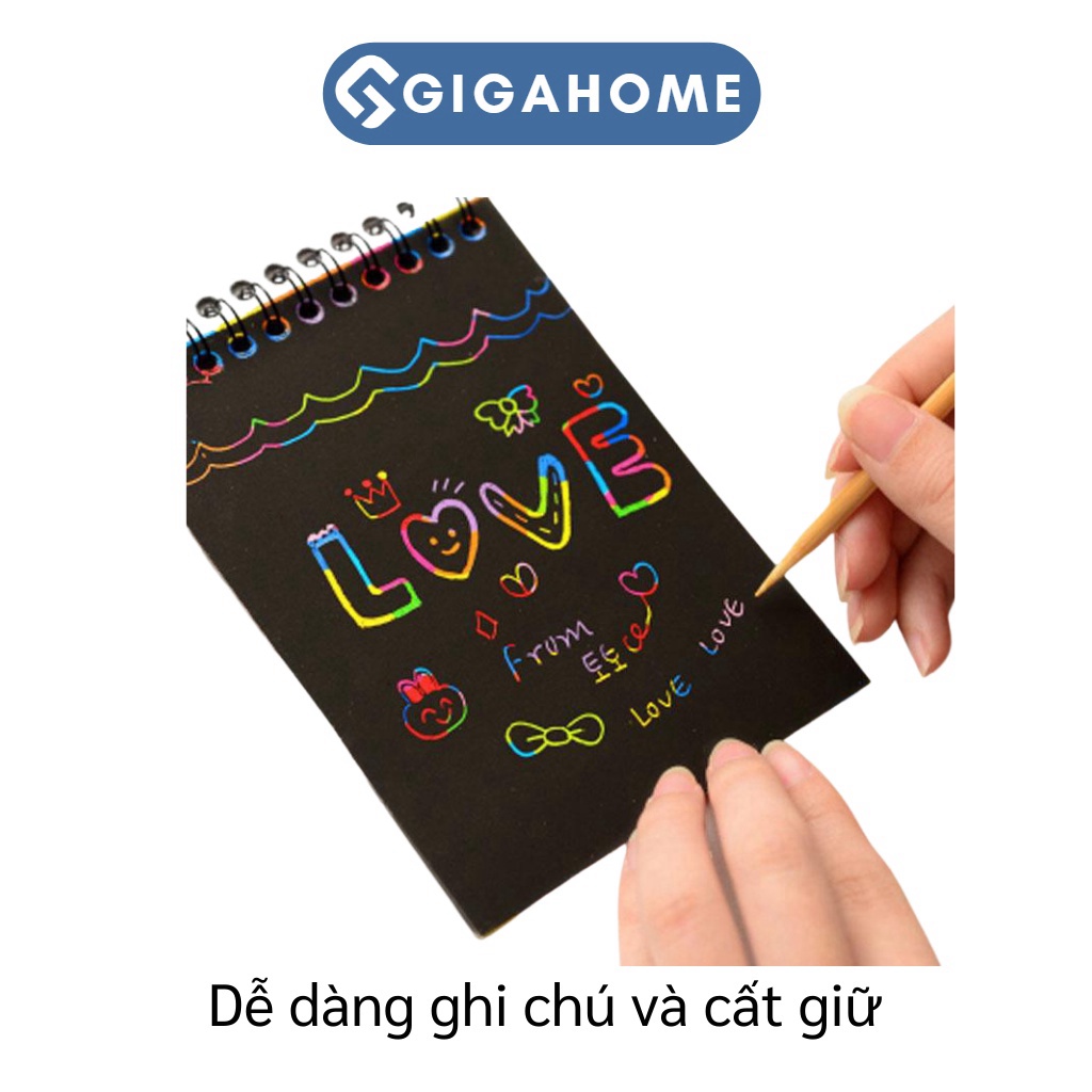 Sổ Tay Ma Thuật GIGAHOME Cạo Vẽ Cầu Vồng Nhiều Màu Cho Bé Ghi Chú, Sáng Tạo 6906