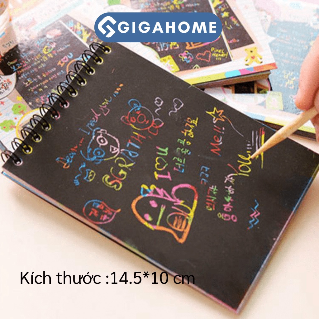 Sổ Tay Ma Thuật GIGAHOME Cạo Vẽ Cầu Vồng Nhiều Màu Cho Bé Ghi Chú, Sáng Tạo 6906