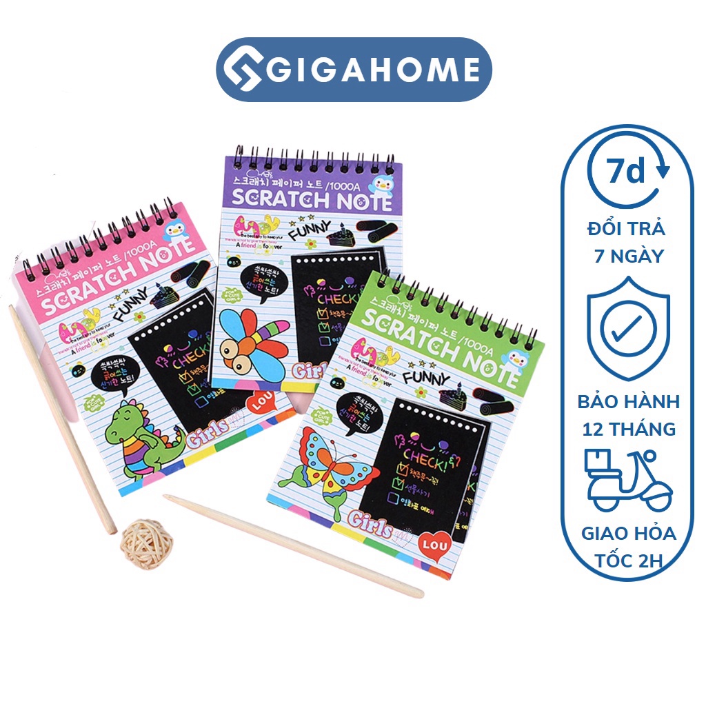 Sổ Tay Ma Thuật GIGAHOME Cạo Vẽ Cầu Vồng Nhiều Màu Cho Bé Ghi Chú, Sáng Tạo 6906