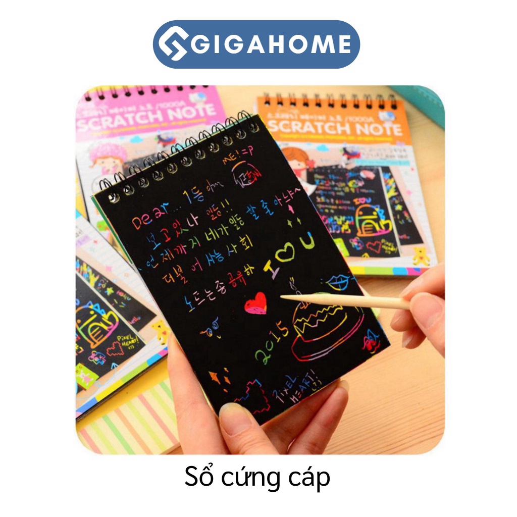 Sổ Tay Ma Thuật GIGAHOME Cạo Vẽ Cầu Vồng Nhiều Màu Cho Bé Ghi Chú, Sáng Tạo 6906