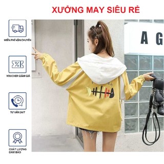 [S03] Áo khoác dù nữ in chữ Disinter sọc tay phối nón hàng đẹp - M051