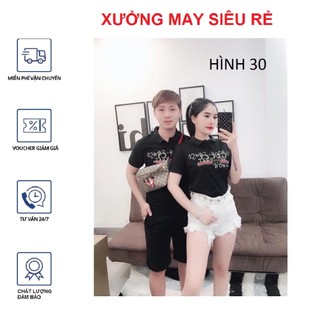[S03] Áo thun cặp cổ trụ Guc phối hoa in siêu chất - AT026