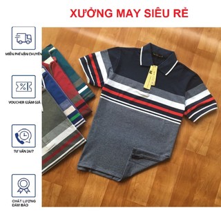 [S03] Áo thun nam cổ trụ sọc ngang phối màu phong cách cá tính - ÁO THUN NAM CÓ CỔ (CỔ BẺ) ĐẸP TEEN VNXK-M153