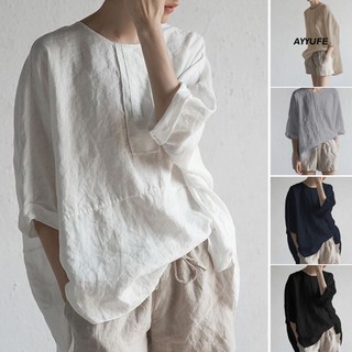 Áo Sơ Mi Tay Lửng Cổ Tròn Màu Trơn Xẻ Tà Sau Lưng Thời Trang Mùa Hè Cho Nữ