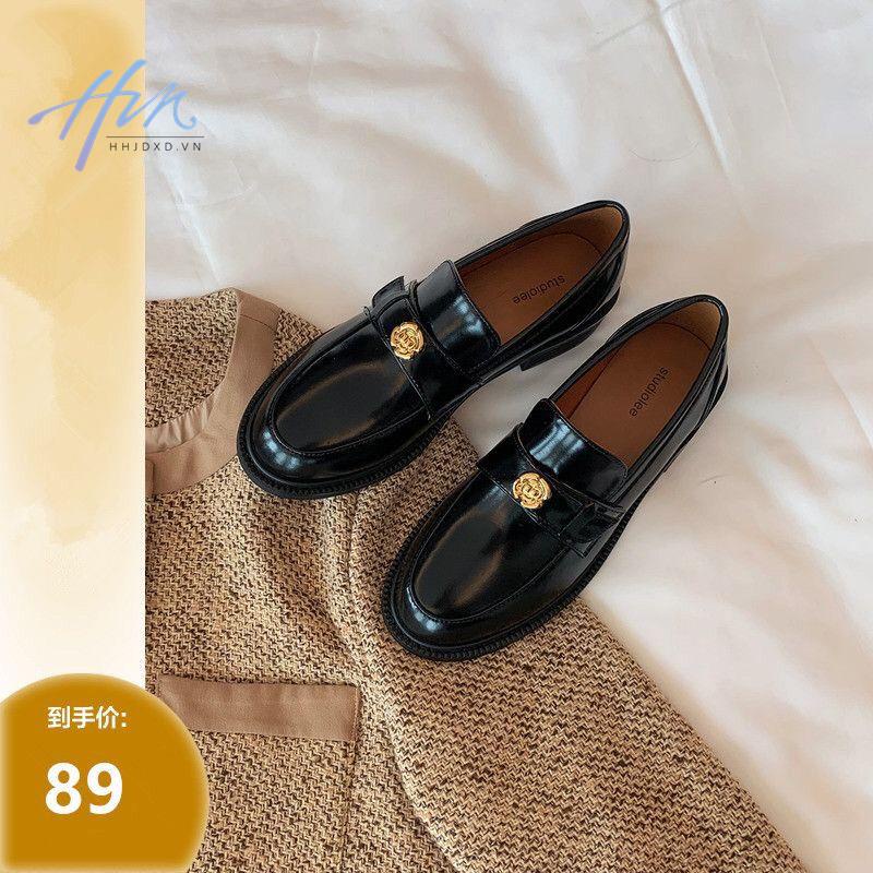 Giày Lười Đế Dày Bằng Da Mềm Mũi Tròn Thời Trang Cho Nữ