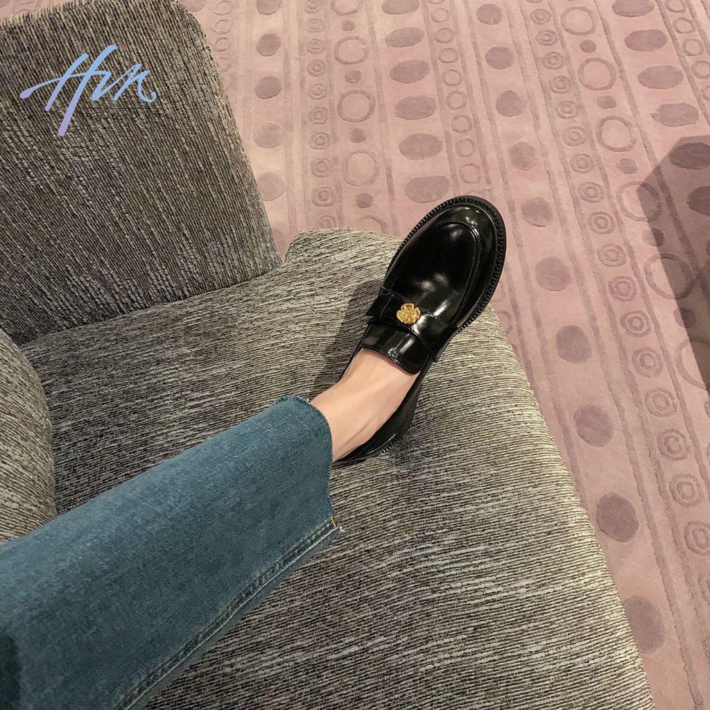 Giày Lười Đế Dày Bằng Da Mềm Mũi Tròn Thời Trang Cho Nữ