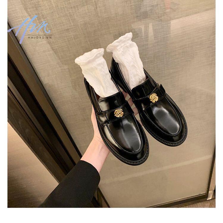 Giày Lười Đế Dày Bằng Da Mềm Mũi Tròn Thời Trang Cho Nữ