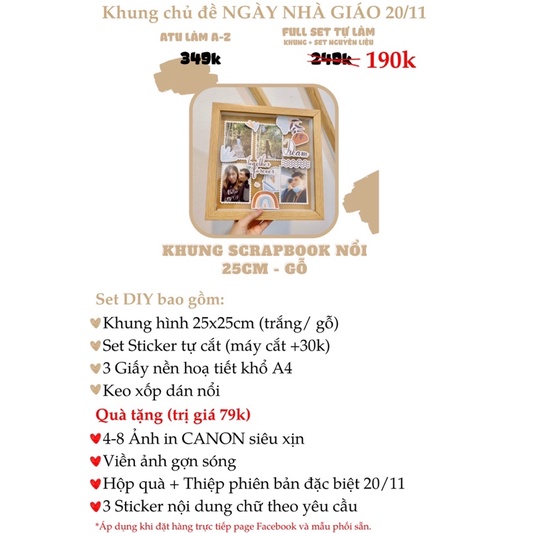 Khung Hình Quà Tặng Nhà Giáo 20/11 - Khung Hình Scrapbook Nổi - Món Quà Ý Nghĩa