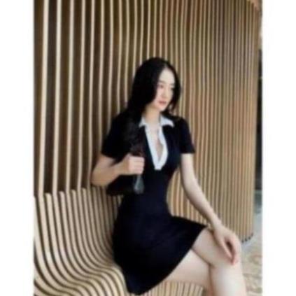 Váy polo nữ ngắn tay dáng xòe kiểu ôm body, phong cách basic sexy, chất dày dặn mặc đi chơi siêu xinh VAY2