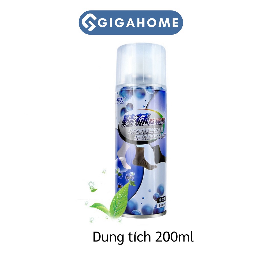 Chai Xịt Khử Mùi Giày Dép, Hôi Chân Nano GIGAHOME Hương Thơm Nhẹ 200ml 9235
