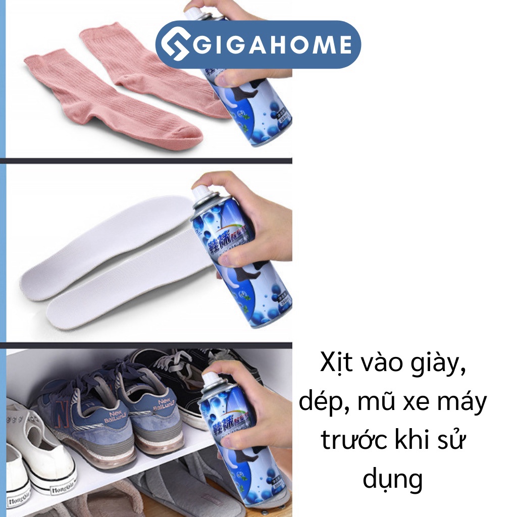 Chai Xịt Khử Mùi Giày Dép, Hôi Chân Nano GIGAHOME Hương Thơm Nhẹ 200ml 9235