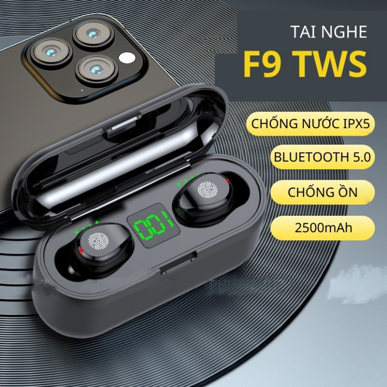 Tai nghe bluetooth Amoi F9 chống ồn tích hợp sạc dự phòng cao cấp,tai nghe không dây cảm ứng phiên bản mới chống nước