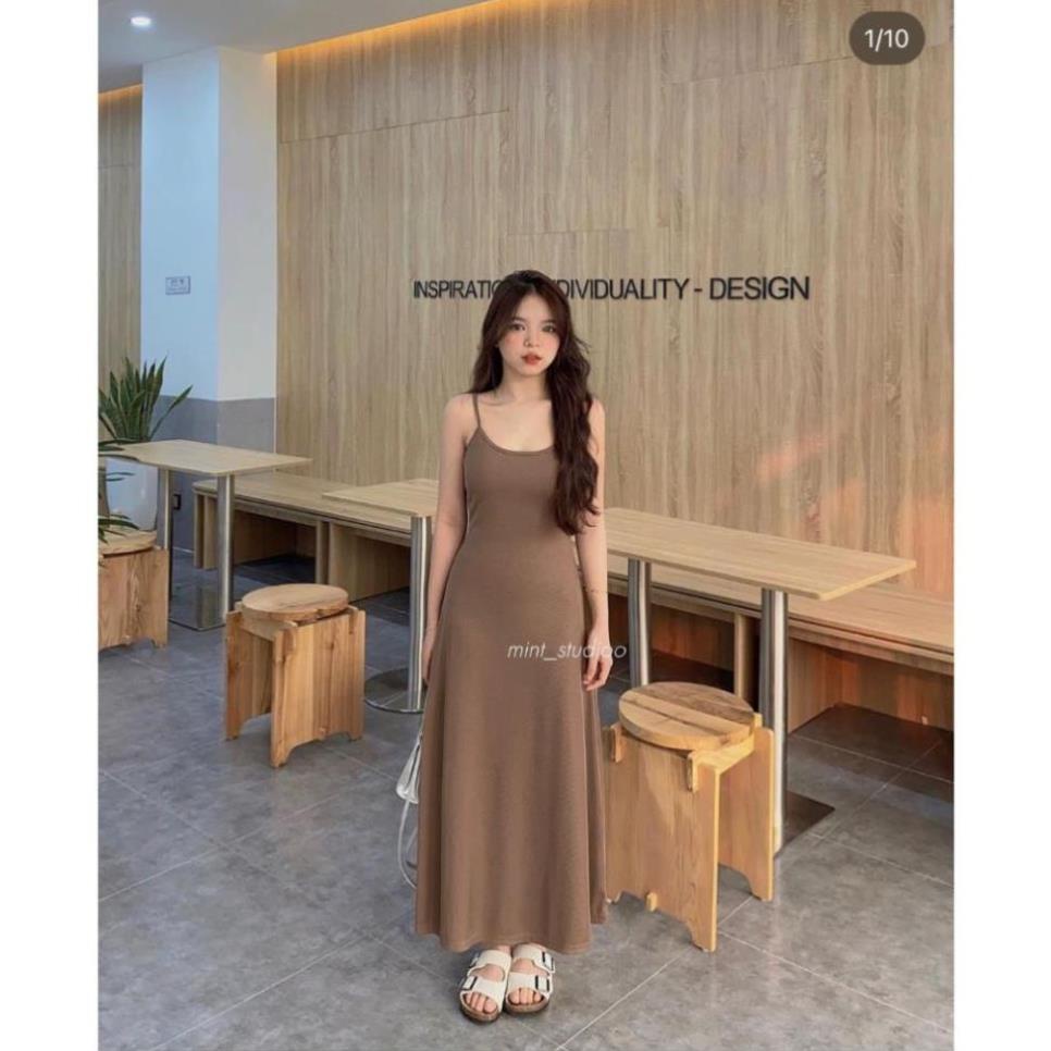 Váy đầm maxi 2 dây thun xoè co dãn tôn dáng sexy phong cách trẻ trung cá tính VAY5