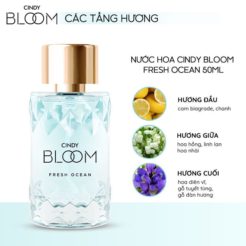 [24.12 - 25.12 - ĐƠN 269K TẶNG QUÀ 0Đ] Combo Nước hoa nữ Cindy Bloom Aroma Flower Fresh Ocean 50ml