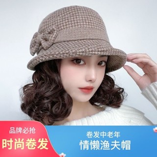 Mũ Trùm Đầu Phối Tóc Giả Ngắn Uốn Xoăn Thời Trang Mùa Thu Cho Nữ