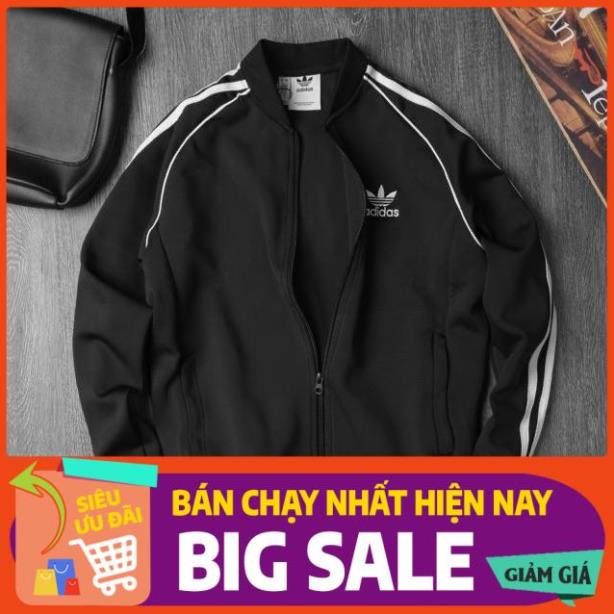 Áo Khoác Adidas Thể Thao Chất Thun Dày Dặn Chống Gió - Áo Bomber Nam Nữ 3 Sọc Hình Thêu Cao Cấp