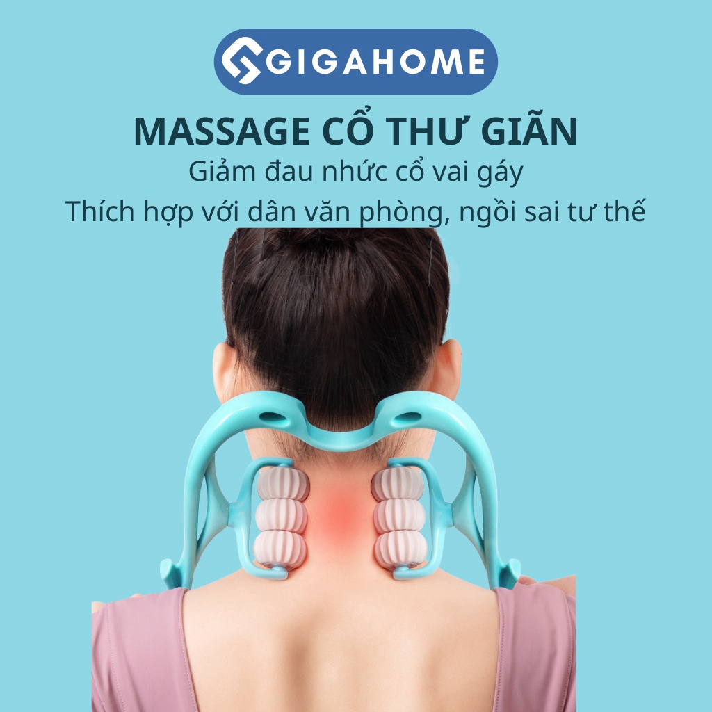 Dụng Cụ Massage Cổ Vai Gáy 6 Con Lăn GIGAHOMEVN - Giảm Mệt Mỏi, Tập Giảm Mỡ Eo, Đùi Hiệu Quả 11436