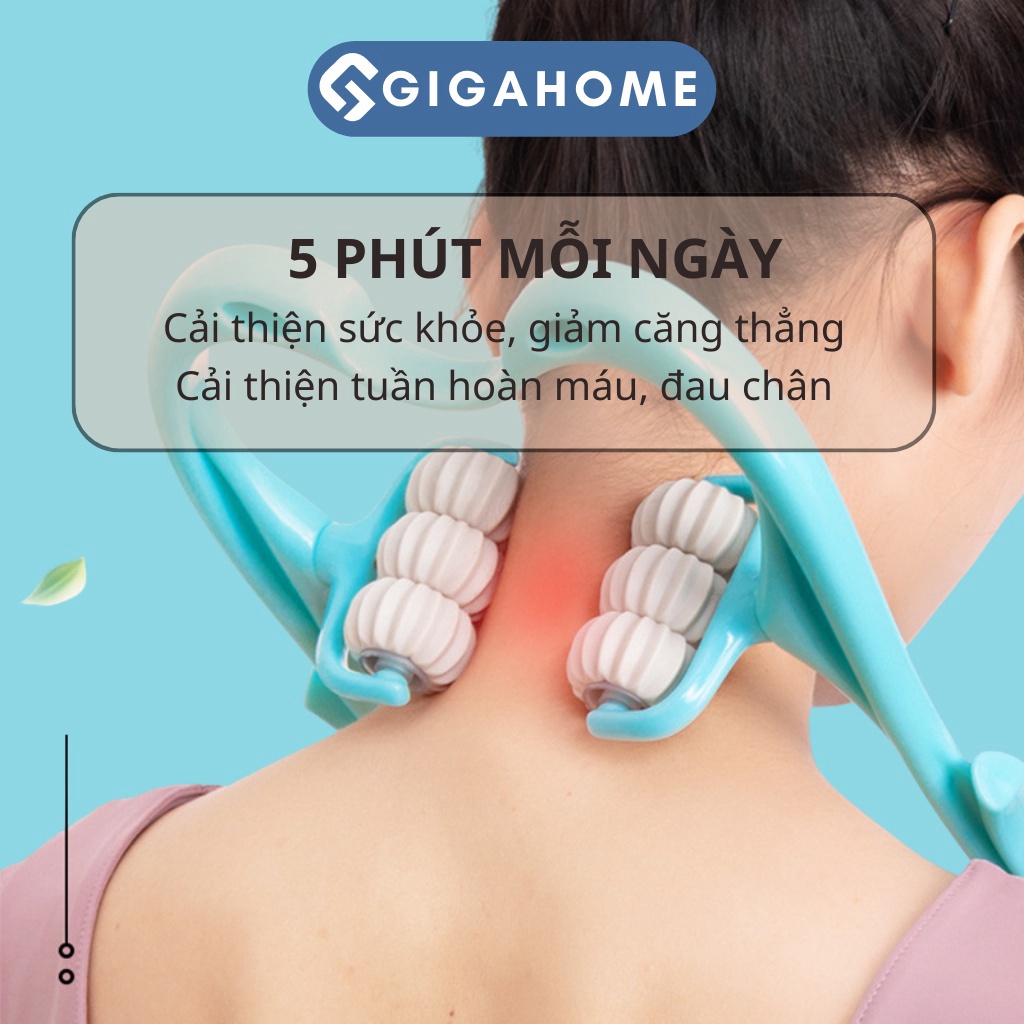 Dụng Cụ Massage Cổ Vai Gáy 6 Con Lăn GIGAHOMEVN - Giảm Mệt Mỏi, Tập Giảm Mỡ Eo, Đùi Hiệu Quả 11436