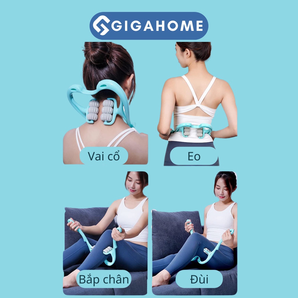 Dụng Cụ Massage Cổ Vai Gáy 6 Con Lăn GIGAHOMEVN - Giảm Mệt Mỏi, Tập Giảm Mỡ Eo, Đùi Hiệu Quả 11436
