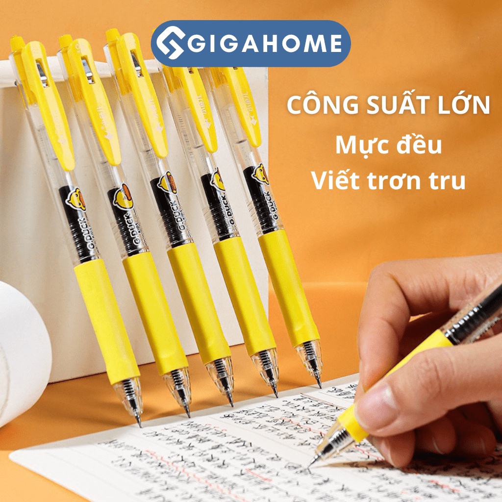 Bộ Dụng Cụ Học Tập 7 Món Kèm Túi Đựng Hình Con Vịt Vàng Đáng Yêu Cho Bé GIGAHOME 11292