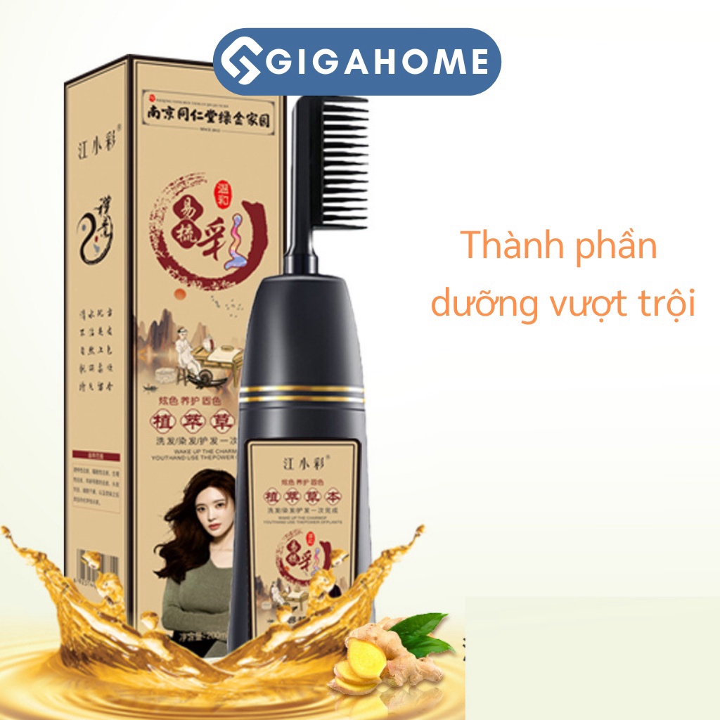 Lược Nhuộm Tóc Đen Tạm Thời Thông Minh 1 Nút Bấm GIGAHOME 10427