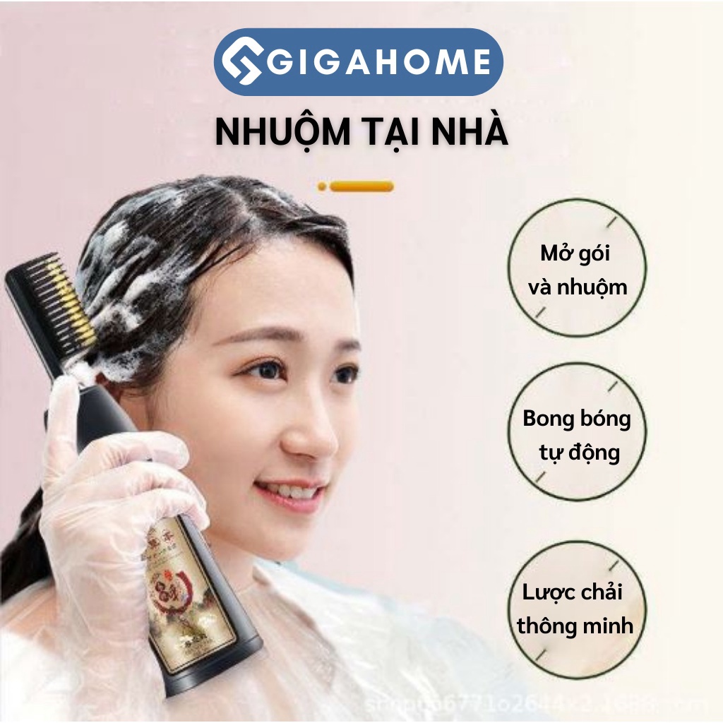 Lược Nhuộm Tóc Đen Tạm Thời Thông Minh 1 Nút Bấm GIGAHOME 10427