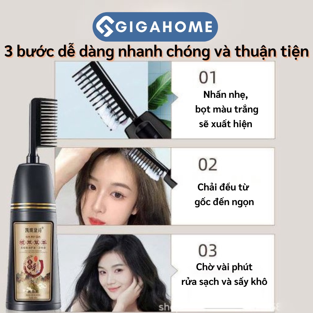 Lược Nhuộm Tóc Đen Tạm Thời Thông Minh 1 Nút Bấm GIGAHOME 10427