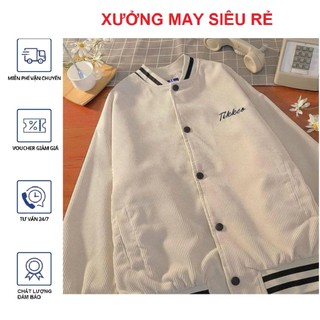 [S03] Áo Khoác Bomber Thêu Chữ Hai Mặt Hàng Cao Cấp Vải Nhung Gân Dày Mịn