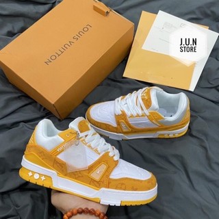 Giày lv trainer sneaker white yellow trắng vàng lai au