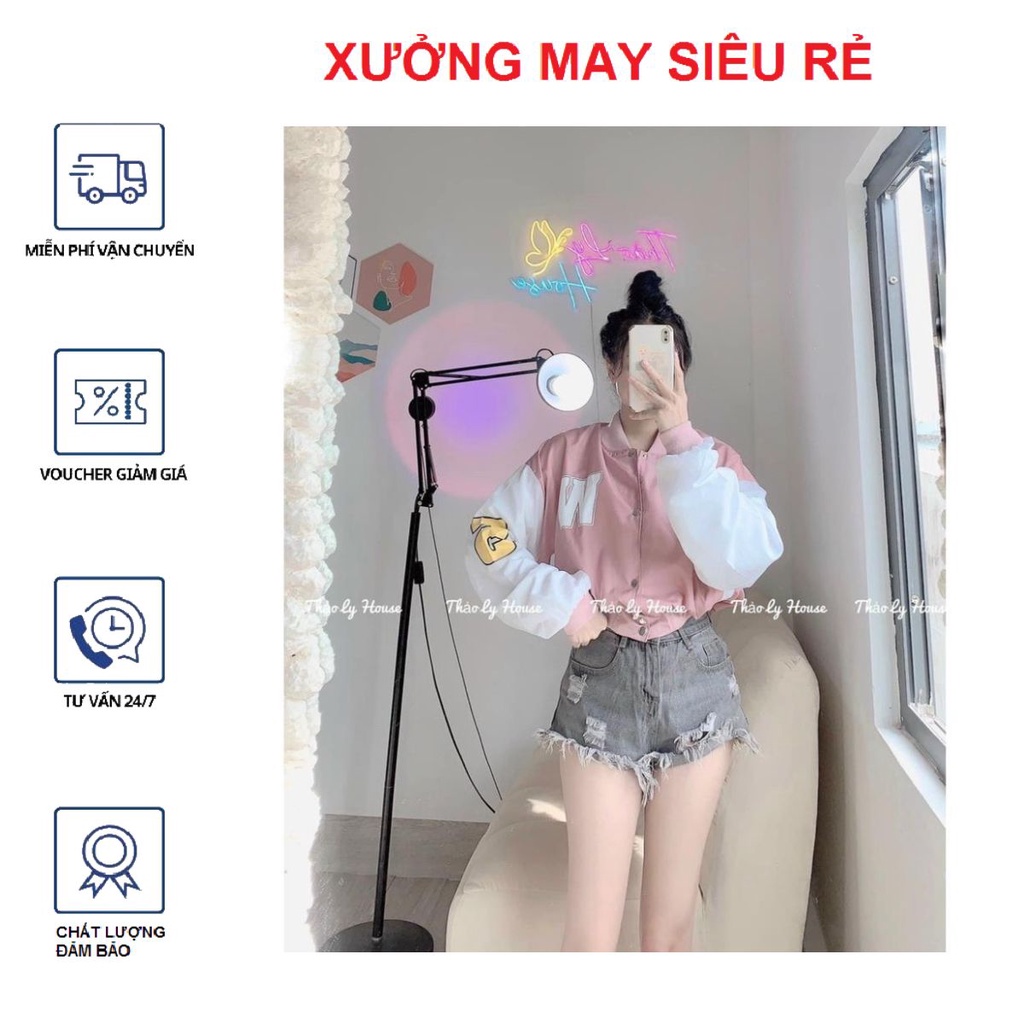 Áo khoát nữ dù chữ W cute xitin-A847