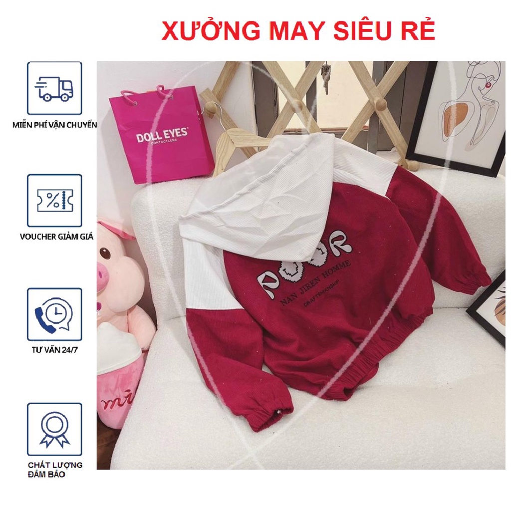 Áo khoát nữ đẹp nhung thêu POOR cute cực chuẩn-A846