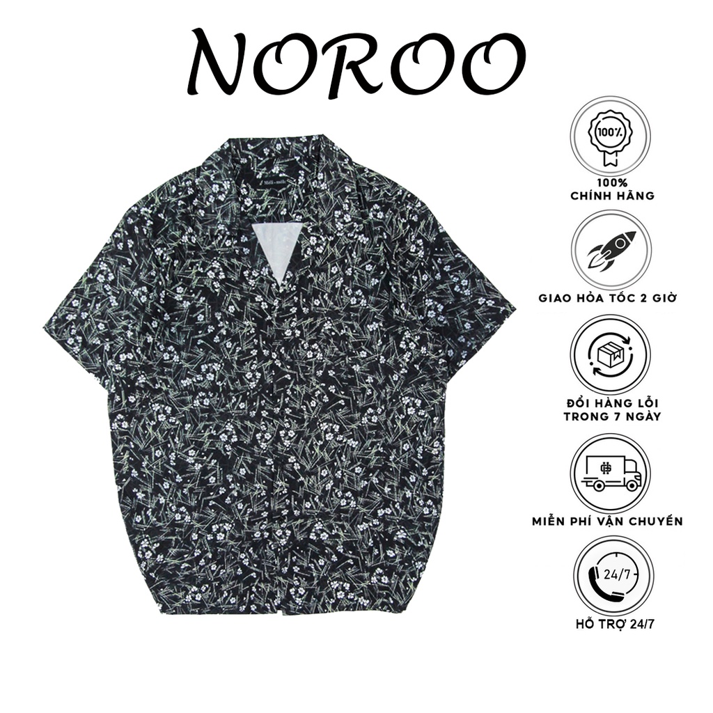 Áo Sơ Mi Họa Tiết Cuban Shirt Vải Lụa Không Nhăn Thấm Hút Noroo ASMBL09