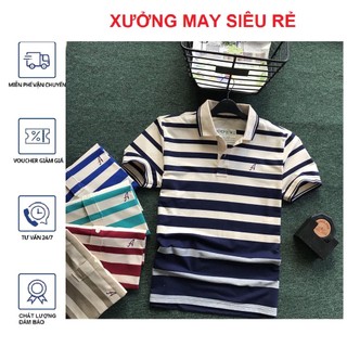 [S06] Áo thun nam cổ trụ chữ A sọc phối ngang nhiều màu sắc - ÁO THUN NAM CÓ CỔ (CỔ BẺ) ĐẸP TEEN VNXK-M152
