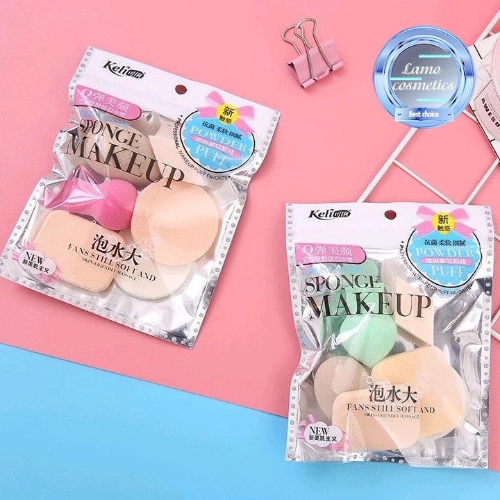 Bộ set 6 bông mút đánh phấn trang điểm
